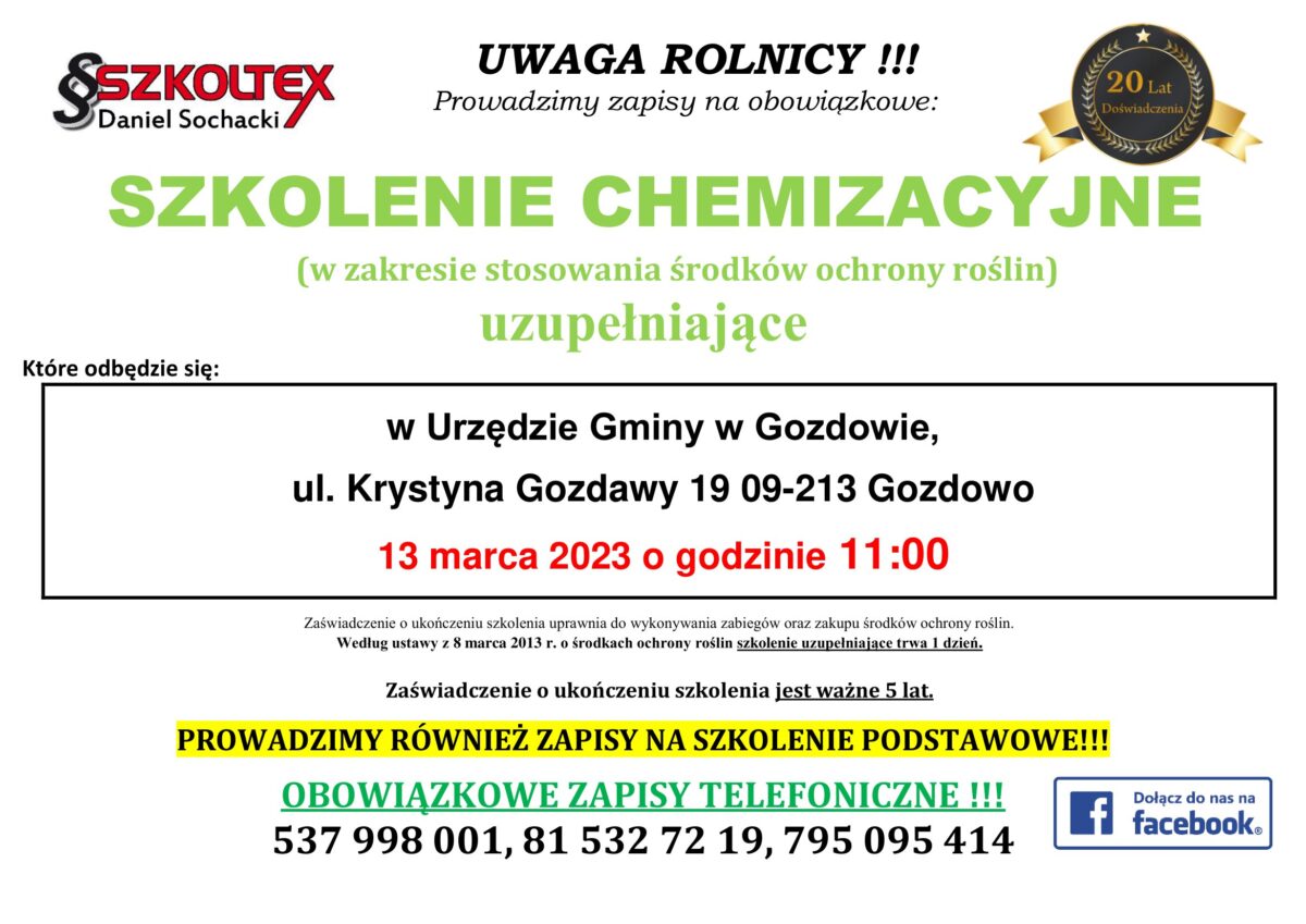 Szkolenie chemizacyjne uzupełniające