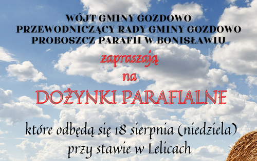 Zapraszamy na Dożynki Parafialne w Lelicach!