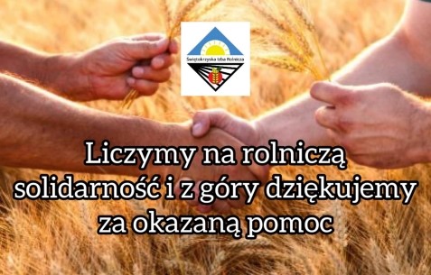 Zbiórka zboża dla poszkodowanych rolników z woj. świętokrzyskiego