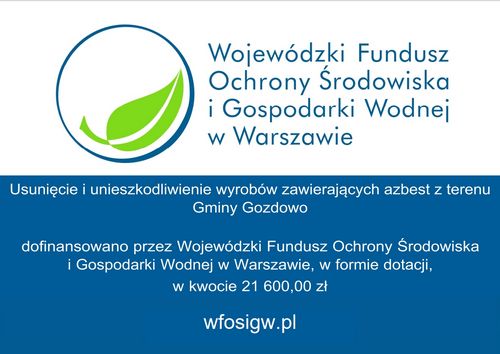 Usunięcie i unieszkodliwienie wyrobów zawierających azbest z terenu Gminy Gozdowo