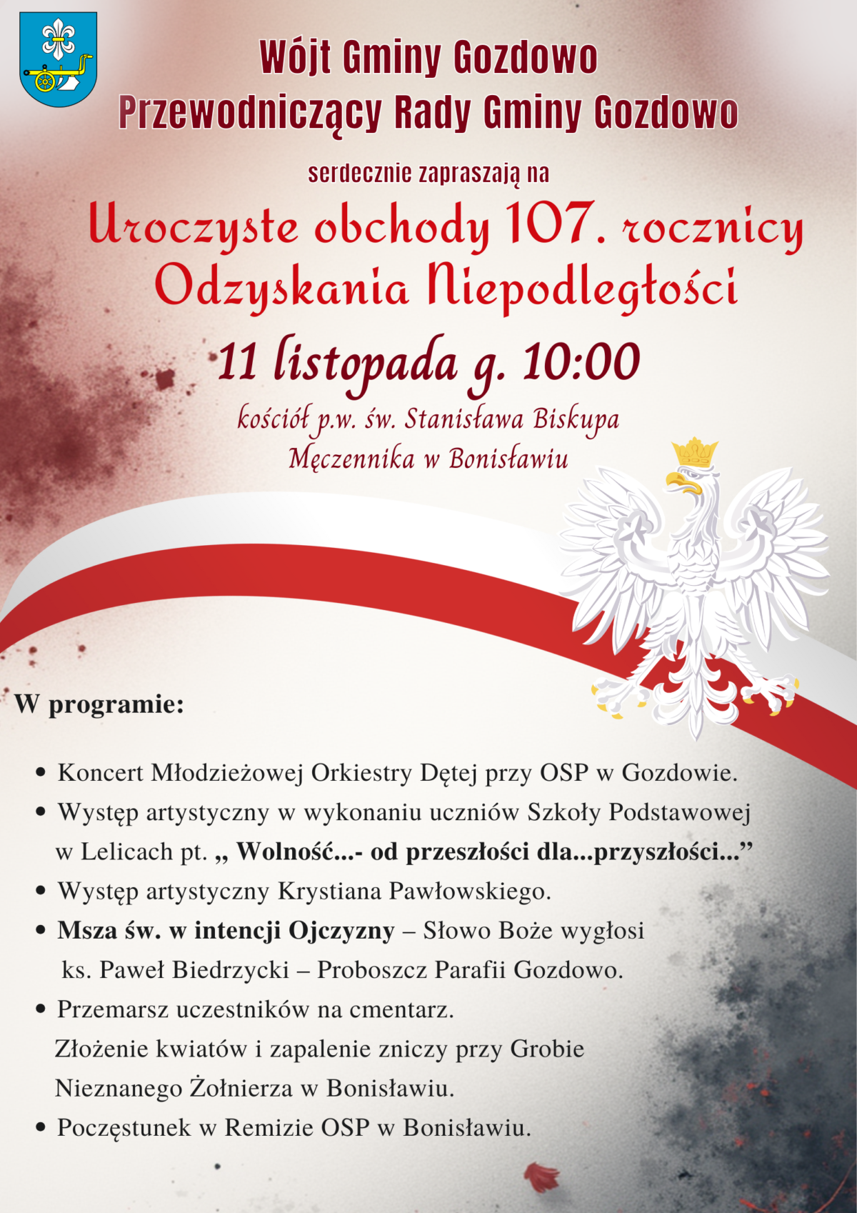 Zaproszenie na Obchody 11 LISTOPADA 2025 roku